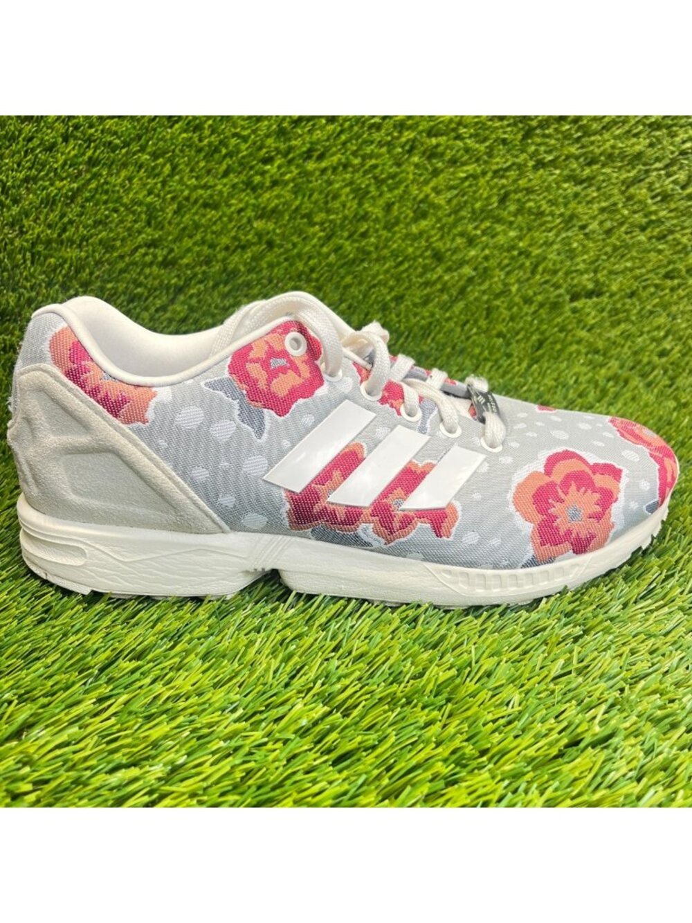 Adidas ZX Flux Womens Size 10.5 Gray White Pink Athletic Running Shoes Sneakers